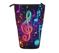 Music Note Galaxy Standing Pencil Case Colorful Pen Pouch Holder Telescopic Pencil Bag Pop Up Cosmetics Bag Stationery Organizer for School Office Travel