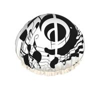 Music Note Hair Cap For Shower, Waterproof Hair Shower Caps For Long Hair, Non-Slip Cute Shower Cap