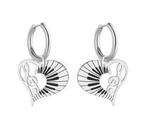 Music Note Heart Earrings for Women Instrument Piano Treble Clef Earrings Teacher Artist Musician Concert Jewelry Gift, M, Stainless Steel, No Gemstone
