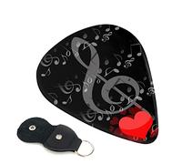 Music Note Heart Printed Guitar pick Guitar Plectrums for Acoustic Guitar Electric Guitar Bass Guitar - Guitar Accessories - 6 Pack 0.46mm