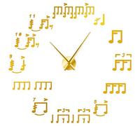 Music note icon Modern Acrylic Clock Kit for Wall Design,3D Frameless Wall Clock with Mirror Stickers for Living Room Decoration-G-47