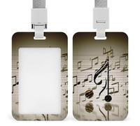 Music Note Id Badge Holder with Lanyard, Clear Vertical Card Protector Waterproof, Breakaway Safety Neck Strap, Heavy Duty Name Tag Holder for Nurse Teacher Officer Staff Women Men