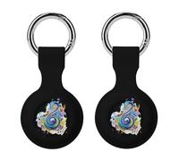 Music Note Keychain Holder Case Compatible with AirTag Waterproof Silicone Shell Protective Case 2PCS
