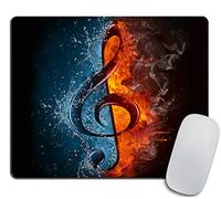 Music Note Mouse pad,Abstract Fire and Water Splashing Music Note Melody Rectangle Non-Slip Rubber Mousepad 11.8" x 9.8"