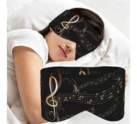 Music Note Musical Score Black Sheet Music, Sleep Mask for Home Travel, Full Eye Covers Light Blocking Eye Mask Sleep Eye and Ear Muffs
