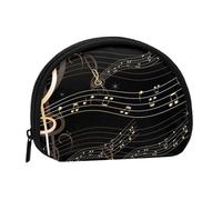 Music Note Musical Score Black Sheet Music, Women's Storage Bag Shell Makeup Bag Small Coin Purse Shell Change Pouch