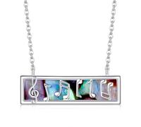 Music Note Necklace 925 Sterling Silver Treble Clef Pendant Necklaces Abalone Shells Music Note Jewelry Birthday Gifts for Women Girls Music Lover