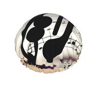 Music Note Patterns Print Shower Cap, Shower Cap for Women Reusable, Waterproof Bath Cap,Quick Drying Bath Hair Cap