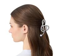 Music Note Pearl Hair Claw Clip for Women Silver Metal | Simple Elegant Design, Secure Grip for Concerts and Occasions, Charming Silver Finish with Pearl Detail