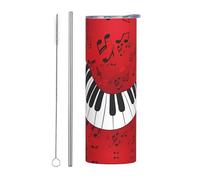 Music Note Piano 20-Ounce Stainless Steel Travel Mug with a Straight Straw Perfect for Travel and Fitness
