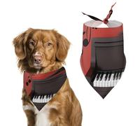 Music Note Piano Dog Bandana Triangle Dog Scarf Washable Polyester Dog Bibs Cute Pet Bandana for Medium Large Dogs Puppy and Cats