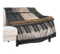 Music Note Piano Flannel Throw Blanket - 55"x70" Soft Lightweight Plush Blanket for Couch Bed Sofa, Oversized Camping Travel Blankets, Machine Washable Home Decor Gift for Men Women