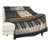 Music Note Piano Flannel Throw Blanket - 60"x80" Soft Lightweight Plush Blanket for Couch Bed Sofa, Oversized Camping Travel Blankets, Machine Washable Home Decor Gift for Men Women