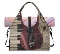 Music Note Piano Guitar Sports Duffel Bag for Women Men Weekend Overnight Bag with Shoe Compartment Shoulder Tote Luggage Bag for Yoga Gym Travel