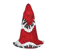 Music Note Piano Hooded Cape For Teenagers, Unisex Cloak Robe Hooded Halloween Costume Satin Witches Vampire Cloak Fancy Dress Up Children