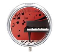 Music Note Piano Pill Box Cute Round Pill Case Portable Medicine Tablet Vitamin Holder Organizer for Purse Pocket
