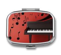Music Note Piano Pill Box Cute Square Pill Case Portable Medicine Tablet Vitamin Holder Organizer for Purse Pocket