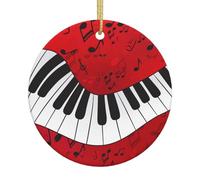 Music Note Piano Print Christmas Tree Ceramic Ornaments Festive Home and Shops Xmas Decor for Easy Hanging