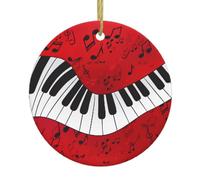 Music Note Piano Print Christmas Tree Ceramic Round Hanging Ornaments,Xmas Decoration DIY Keepsake 2025