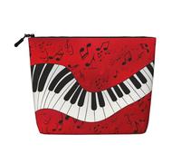 Music Note Piano Print Fake Hemp Makeup Bag Cosmetic Pouch Travel Toiletry Bag Waterproof Organizer for Women