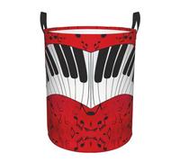Music Note Piano Print Laundry Basket,Waterproof Laundry Hamper,Collapsible Clothes Basket With Easy Carry Handles For Home/Dorm