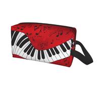 Music Note Piano Print Travel Storage Bag for Men Women,Large Capacity Organizer Portable Toiletry Bag