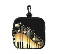 Music Note Piano Printed, Square Zipper Storage Bag, Neoprene Coin Purse, Small Wallets, Change Pouch, Change Purse