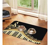 Music Note Piano Printed,Waterproof Pet Feeding Mat,PU Leather Placemats for Cat Dog Water Bowl,Food Mats,40x60cm