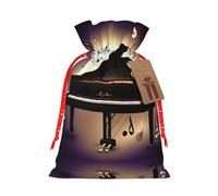 Music Note Piano Printing Christmas Bag With Drawstring Closure, 4.7x6.9 In For Christmas Party Birthday Gift Wrapping