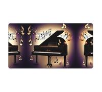 Music Note Piano Printing Desk Mat Ideal for Large Mouse Pad, Horizontal Oversized Rubber Mouse Pad 16x29.5in,Office