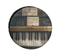 Music Note Piano Spare Tire Cover Waterproof Universal Trailer Wheel Cover Custom Travel Wheel Protectors for Trailers Truck RV SUV 24A