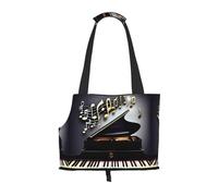 Music Note Pianos Print Pet Tote Bag, Foldable Single Shoulder Pet Carrier For Small Pets Dogs Cats