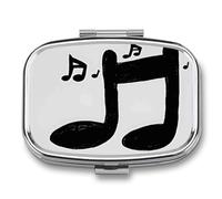 Music Note Pill Box 2 Compartments Portable Travel Pill Case Mini Medicine Organizer for Pocket Purse Metal Waterproof Medicine Container Holder Vitamin Fish Oil