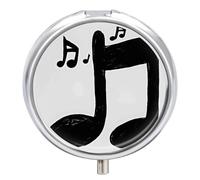 Music Note Pill Box 3 Compartment Waterproof Pill Case with Mirror Portable for Purse Pocket Daily Medicine Vitamin Organizer Travel Med Container Holder for Fish Oil Supplements