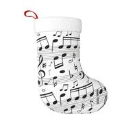 Music Note Plush Christmas Stocking, Large Festive Hanging Ornament For Tree, 45cm Polyester Style Holiday Decor