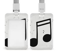 Music Note Print Badge Holder with Lanyard - Waterproof Hard Plastic ID Card Holder Professional Name Tag Vertical ID Card Name Badge for Office Nurse Doctor Teacher