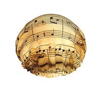 Music Note Print Double Layered Shower Cap For Women Reusable Suitable For Bathing Spa