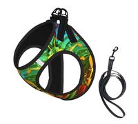 Music Note Print Harness Leash Set For Cat Dog, Reflective Adjustable Escape-Proof Vest Lead With Soft Breathable Mesh, For Small Pets And Kitten Puppy