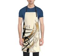 Music Note Print Kitchen Apron With Pockets Versatile Adjustable Chef Bbq Grilling Smock For Adults