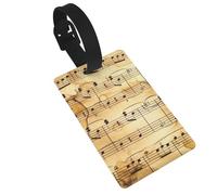 Music Note Print Luggage Tag PVC Travel Bag Tag with Strap ID Card Label for Suitcase Backpack Carry On Baggage Identifier