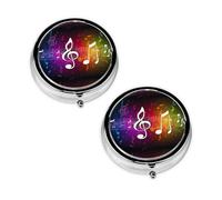Music Note Print Pill Box 3 Compartment Medicine Pill Case,Portable for Pocket Or Purse Pill Organizer Decorative Metal Medicine Vitamin Organizer Unique Gift