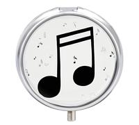 Music Note Print Pill Organizer 3 Compartments, Round Small Pill Box for Purse & Pocket, Portable Daily Medicine Box to Hold Vitamins, Supplements, Pills, Fish Oil