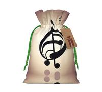 Music Note Print Print Christmas Drawstring Holiday Candy Bag Xmas Sacks Reusable Wrapping Bags Party Favor