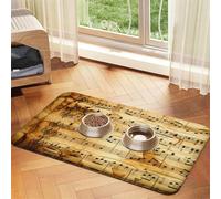 Music Note Print Printed Pet Bowl Mats, Non-Slip And Tasteless Dog And Cat Feeding Mats
