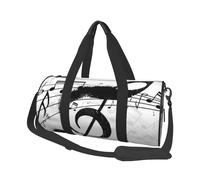 Music Note Print Round Duffel Bag, Canvas Overnight Travel Tote Bag, Waterproof and Tear-Resistant.Foldable Weekend Travel Bag