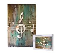 Music Note Printed 1000 Piece Jigsaw Puzzle for Adults, Cut Brain Teaser Game for Family Home Decor Gift(29.5x19.7 Inch)