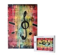 Music Note Printed 1000 Piece Jigsaw Puzzle for Adults, Cut Brain Teaser Game for Family Home Decor Gift(29.5x19.7 Inch)