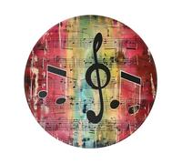 Music Note Printed Gaming Mouse Pad 2 PCS, Round Non-Slip Rubber Base Laptop Mousepad Desk Mat for Gamer, Office, Home