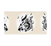Music Note Printing Desk Mat Ideal for Large Mouse Pad, Horizontal Oversized Rubber Mouse Pad 16x29.5in,Office
