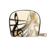 Music Note Prints Card Wallet for Women Men Cute Zipper Card Cases Holder Mini Coin Purse with 12 Card Slots